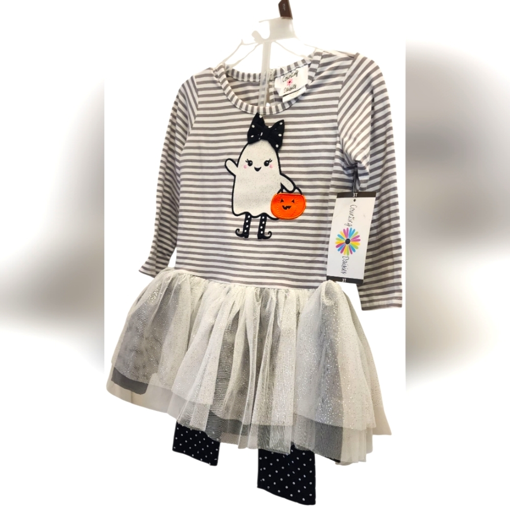 Girls Halloween Ghost 2 Pc Outfit - Picture 2 of 4